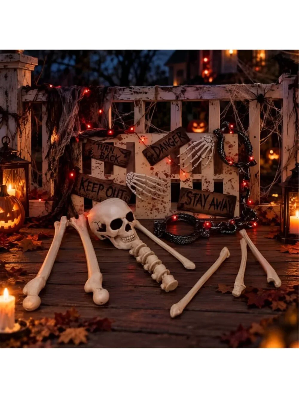 Halloween Decorations Outdoor Yard Set Including Wooden Fence Board Simulated